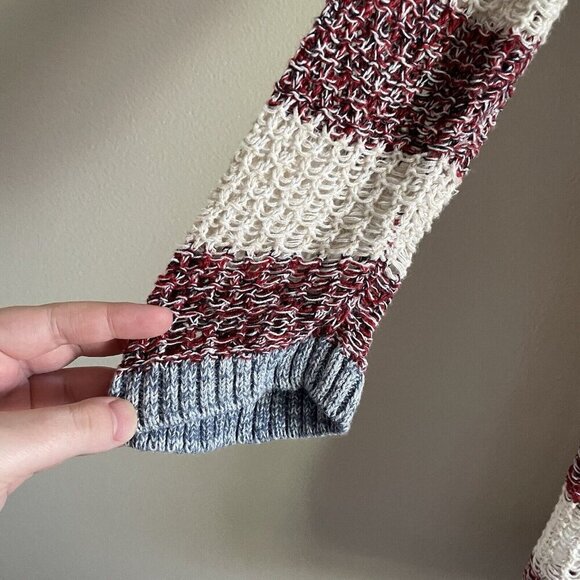 Eddie Bauer Women Sz M Ivory/Red/Blue Striped Linen Blend Knit Pullover Sweater - Picture 4 of 9